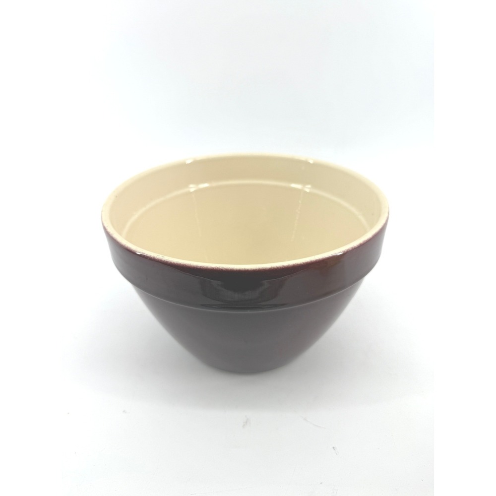 Crate & Barrel Mixing Bowl Kitchen 8.5" Burgundy Stoneware Serving Crock